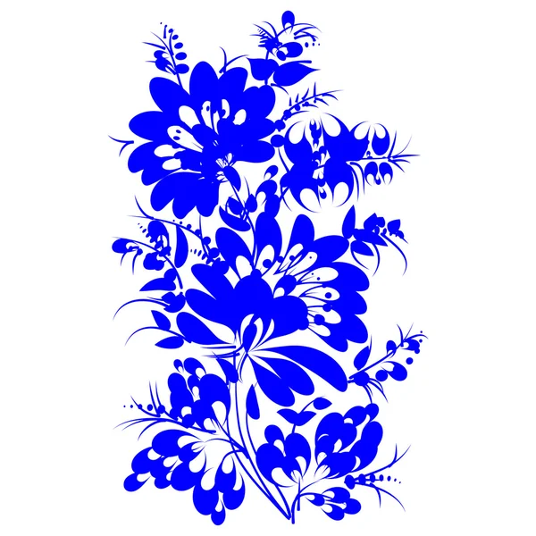 Romantisch schilderij bloem blauw silhouet vector eps10 volkskunst — Stockvector