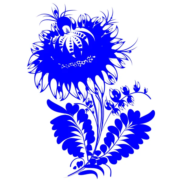 Pintura romântica flor azul silhueta vetor eps10 arte popular d — Vetor de Stock