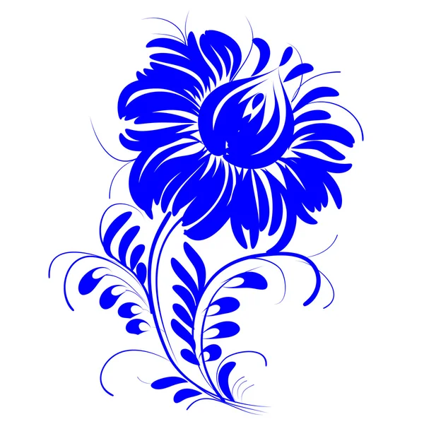 Ρομαντικό ζωγραφική λουλουδιών μπλε σιλουέτα διάνυσμα eps10 λαϊκής τέχνης δ — Διανυσματικό Αρχείο