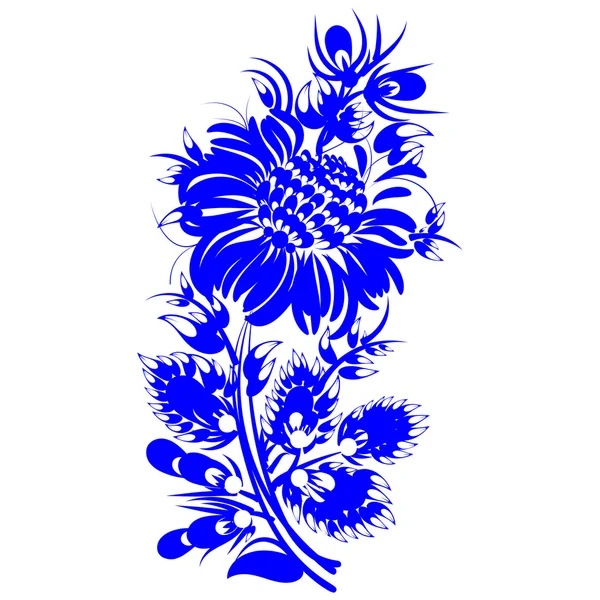 Romantisch schilderij bloem blauw silhouet vector eps10 volkskunst d — Stockvector