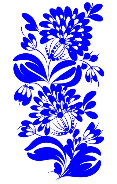 Romantische Malerei Blume blau Silhouette Vektor eps10 Volkskunst d — Stockvektor