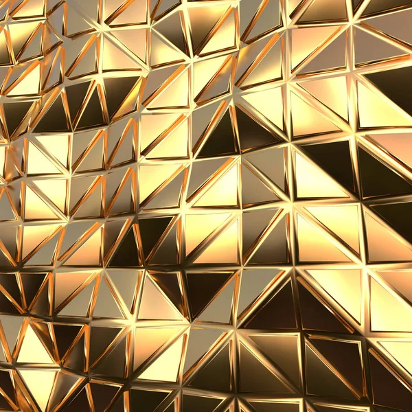 3D render soyut üçgen altın arka plan. Grunge yüzey ba