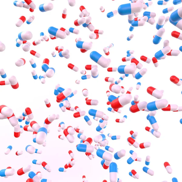 3d render red and blue capsules background icoated