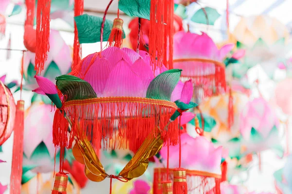 Traditional Colorful Chinese Lotus shaped Lanterns — Stock Photo, Image