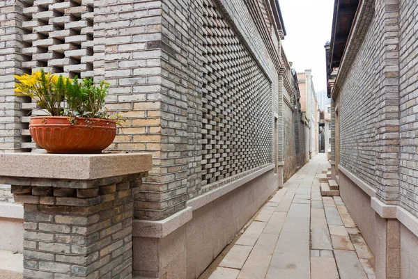 Characteristic Alley Retro Style Chinese Village Brick Houses Flagstone Pavement — Stock Photo, Image