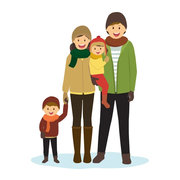 Mutlu aile kış giysileri içinde