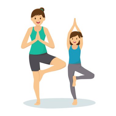 Mutlu çocuk ve anne Yoga birlikte yapıyor