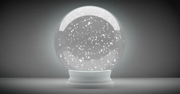 Empty Snow globe with snow inside background — Stock Video