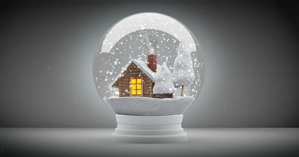 Christmas snow globe on wooden background. Can be used as a Christmas or a New Year gift or symbol 스톡 이미지