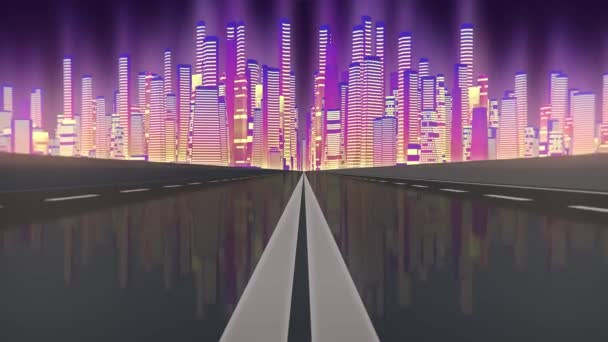 Şehir arka planında soyut yüksek hız yolculuğu — Stok video