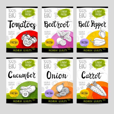 Elle çizilmiş kümesi etiketleri gıda, baharatlar. 