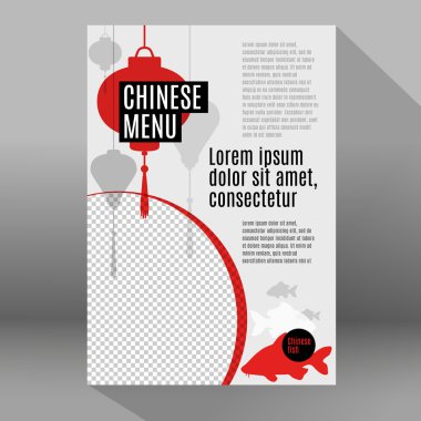 Çin restoranı için düz vektör öğeleri kümesi