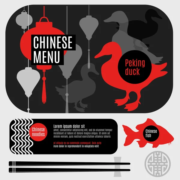 Набір елементів вектор плоскої для китайський ресторан — стоковий вектор