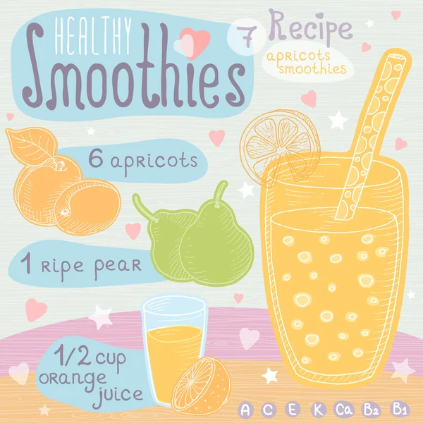 Set de recetas de batido saludable . — Archivo Imágenes Vectoriales