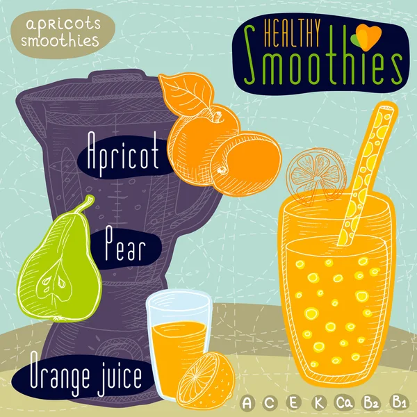 Healthy smoothie recipe set. — Stock Vector