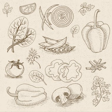 Ayarlama tebeşir yazı tahtası gıda üzerine çizilmiş baharatlar.