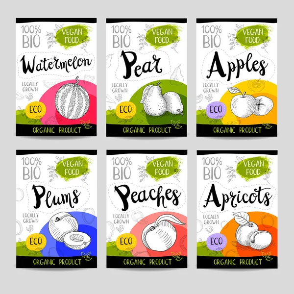 Elle çizilmiş kümesi etiketleri gıda, baharatlar.