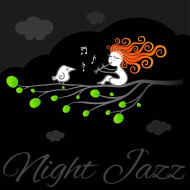 Gece caz vektör sanat poster.