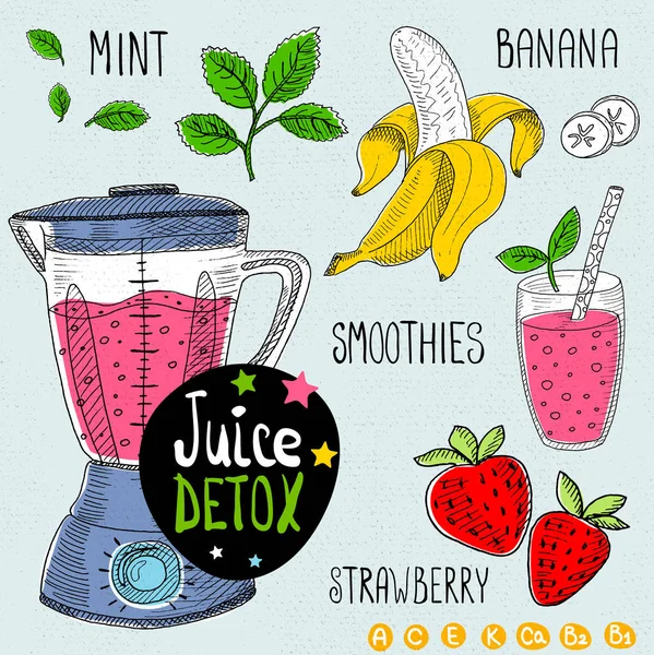 Juice detox set. — Stock Vector