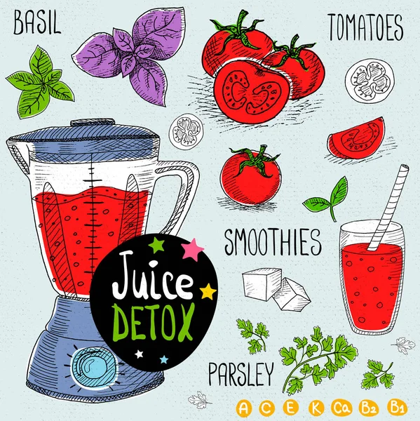 Juice detox set. — Stock Illustration Juice detox set. Stock Vector