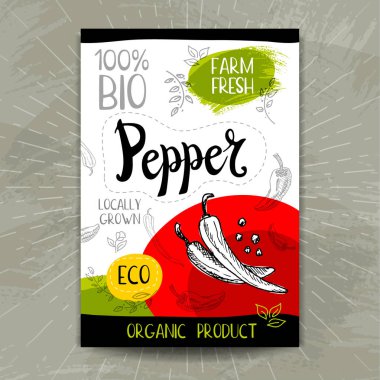 Elle çizilmiş kümesi etiketleri gıda, baharatlar.