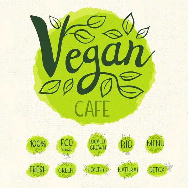 Set di etichette disegnate a mano cibo, spezie . — Vettoriale Stock