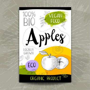 Elle çizilmiş kümesi etiketleri gıda, baharatlar.