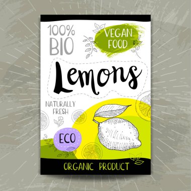 Elle çizilmiş kümesi etiketleri gıda, baharatlar.