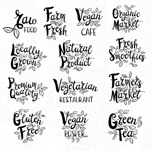 Set de etiquetas dibujadas a mano alimentos, especias . — Vector de stock