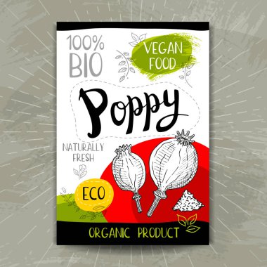 Kroki tarzı, gıda ve baharat renkli etiket