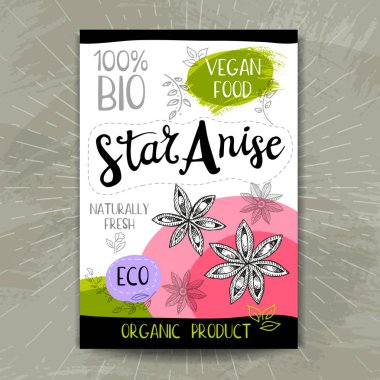 Kroki tarzı, gıda ve baharat renkli etiket