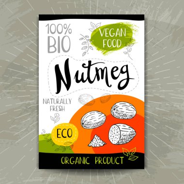 Kroki tarzı, gıda ve baharat renkli etiket