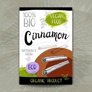 Kroki tarzı, gıda ve baharat renkli etiket