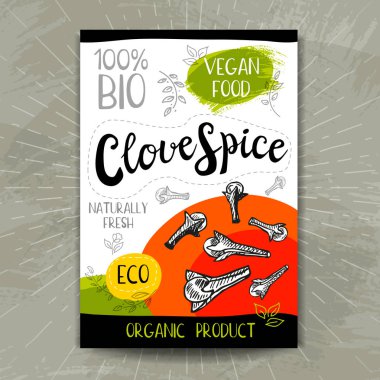 Kroki tarzı, gıda ve baharat renkli etiket