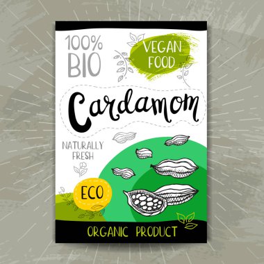 Kroki tarzı, gıda ve baharat renkli etiket