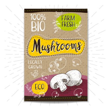 Elle çizilmiş kümesi etiketleri gıda, baharatlar.