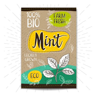 Elle çizilmiş kümesi etiketleri gıda, baharatlar.