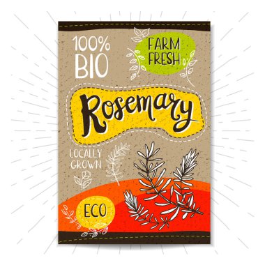 Elle çizilmiş kümesi etiketleri gıda, baharatlar.