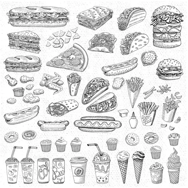 Векторный набор быстрого питания — стоковый вектор