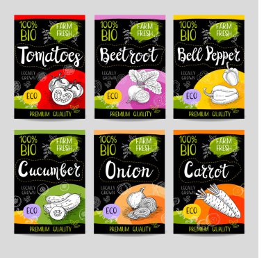 Elle çizilmiş kümesi etiketleri gıda, baharatlar.