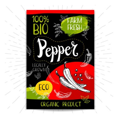 Elle çizilmiş kümesi etiketleri gıda, baharatlar.