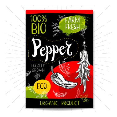 Elle çizilmiş kümesi etiketleri gıda, baharatlar.