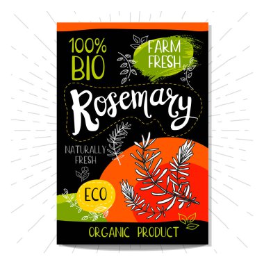 Elle çizilmiş kümesi etiketleri gıda, baharatlar.