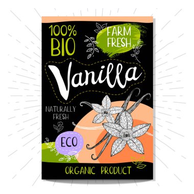 Elle çizilmiş kümesi etiketleri gıda, baharatlar.