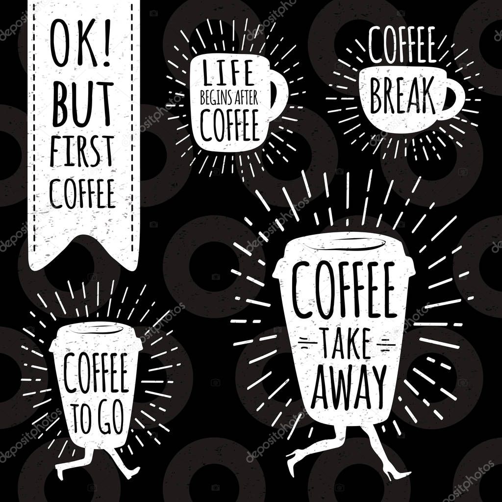 Coffee trendy vector set.