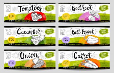 Elle çizilmiş kümesi etiketleri gıda, baharatlar.