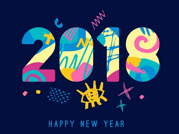 2018 Happy New Year greeting card — Stock Vector