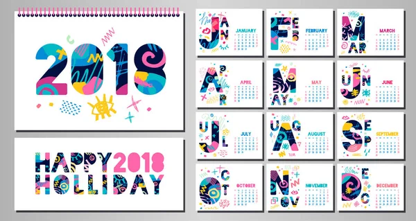 Monthly Calendar template 2018 — Stock Vector