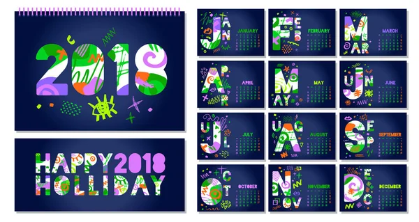 Modèle de calendrier mensuel 2018 — Image vectorielle