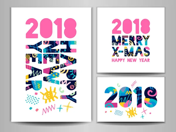 2018 快乐新的一年。贺卡 — 图库矢量图片